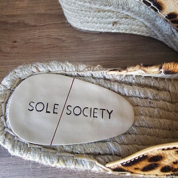 NEVER WORN SOLE SOCIETY CALEENA2 COW HAIR UPPER ANIMAL PRINT ESPADRILLE WEDGE 10 - Picture 9 of 16